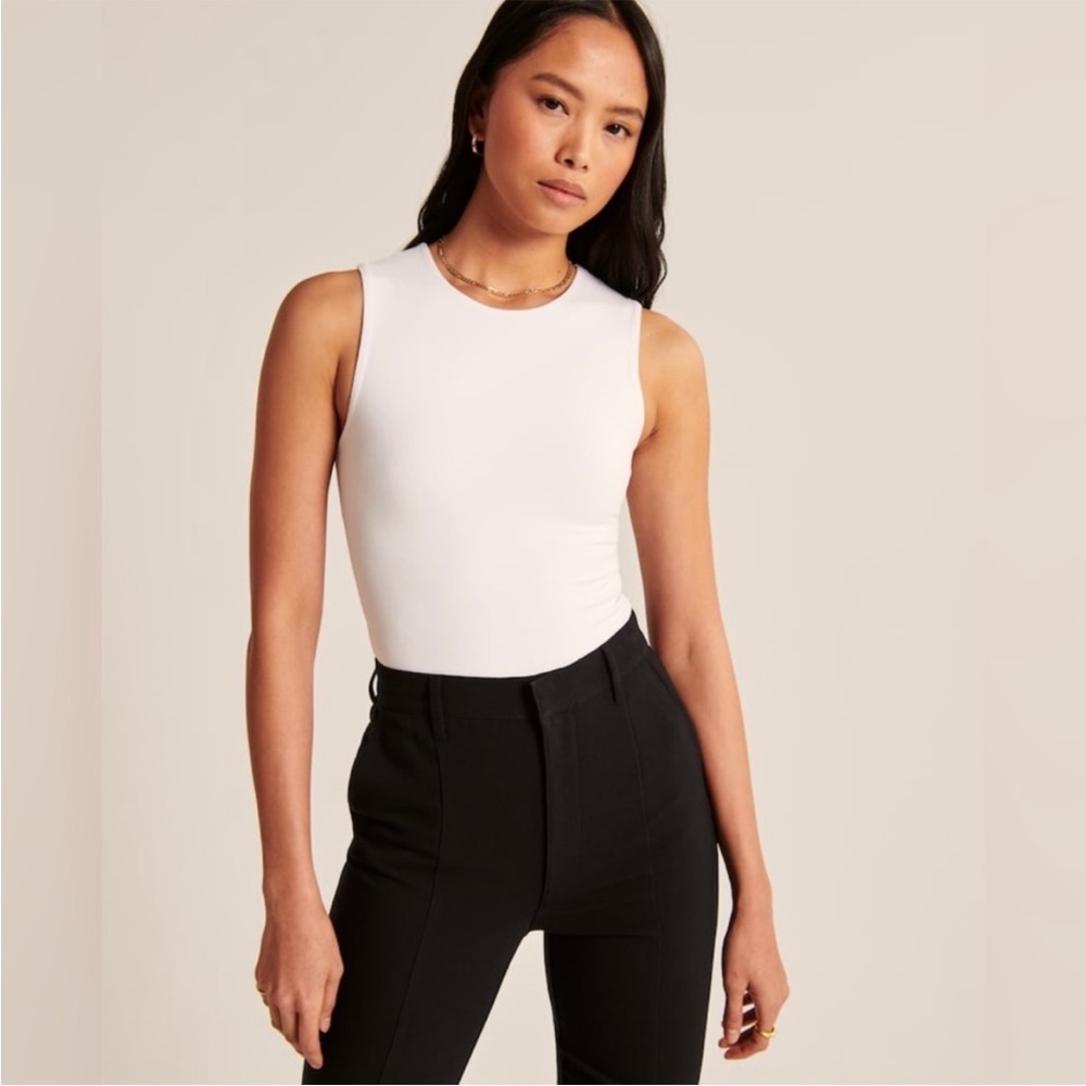 White Sleeveless Abercrombie Basic Bodysuit